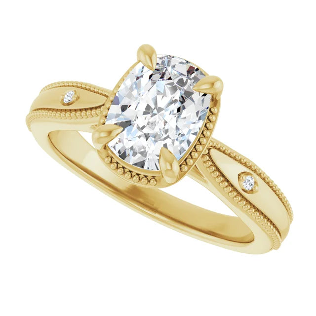 1.5ct Elongated Cushion Cut Lab Grown Diamond Solitaire Engagement Ring in 14K Yellow Gold – front view