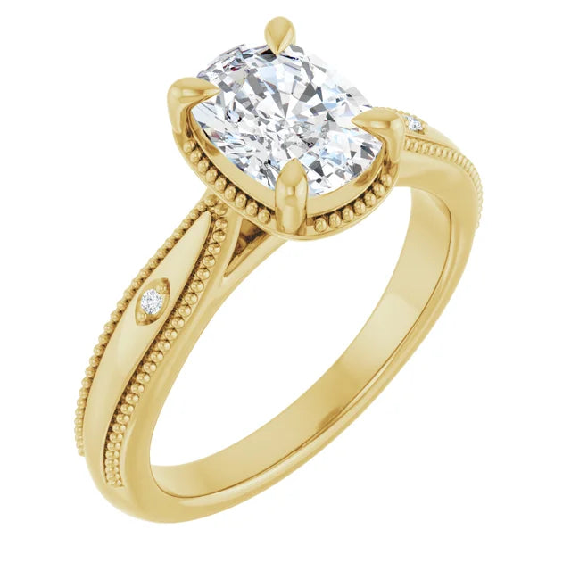 1.5ct Elongated Cushion Cut Lab Grown Diamond Solitaire Engagement Ring in 14K Yellow Gold – front view