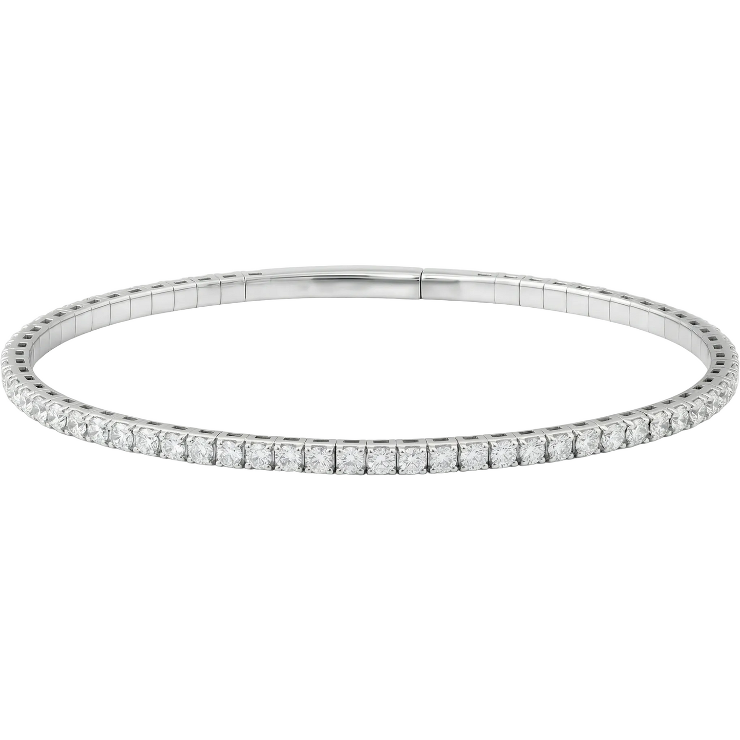 14K yellow gold 3 CTW lab-grown diamond flexible bangle bracelet in closed circular position