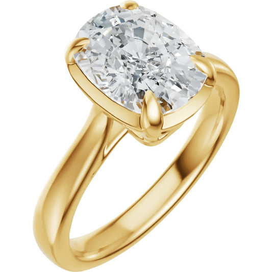 2.5ct Elongated Cushion Cut Lab Grown Diamond Solitaire Engagement Ring in 14K Yellow Gold – front view