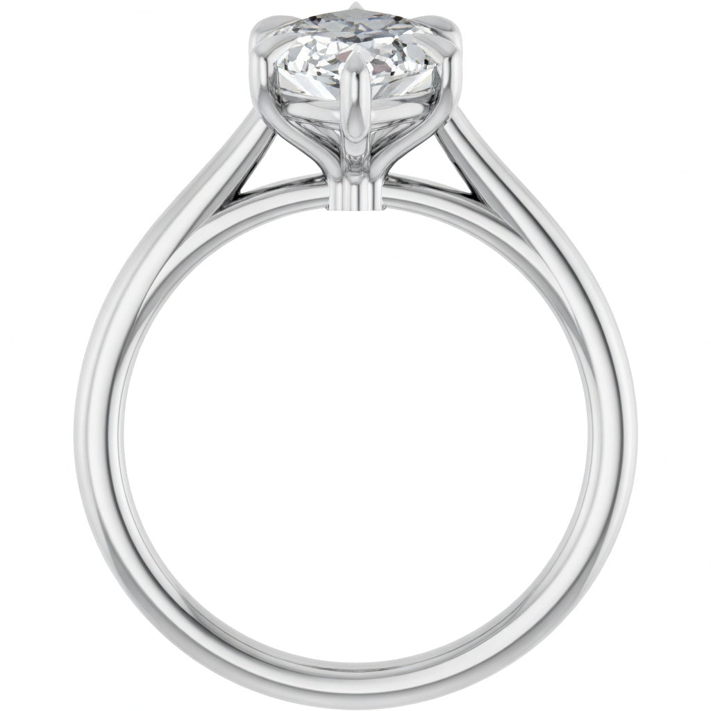 2.5ct marquise lab grown diamond solitaire engagement ring in 18K white gold worn on model hand – elegant bridal look