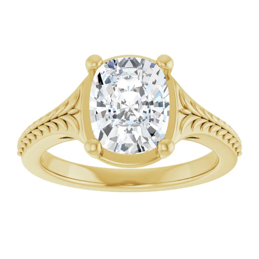 2.5ct Elongated Cushion Cut Lab Grown Diamond Solitaire Engagement Ring in 14K Yellow Gold – side view