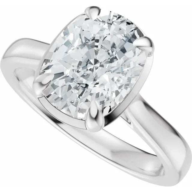 2.5ct Elongated Cushion Cut Lab Grown Diamond Solitaire Engagement Ring in 14K White Gold – side view