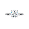 360-degree view of the Signature Round Diamond Accent Ring in 14K white gold. Showcasing a brilliant 1.41 CT round lab-grown diamond center stone with delicate pavé accents along the shank from every angle.