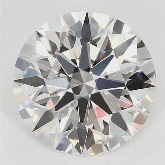 360-degree close-up video of a brilliant 1.41 CT round lab-grown diamond. Showcasing exceptional sparkle, fire, and light performance from every angle against a clean white background.