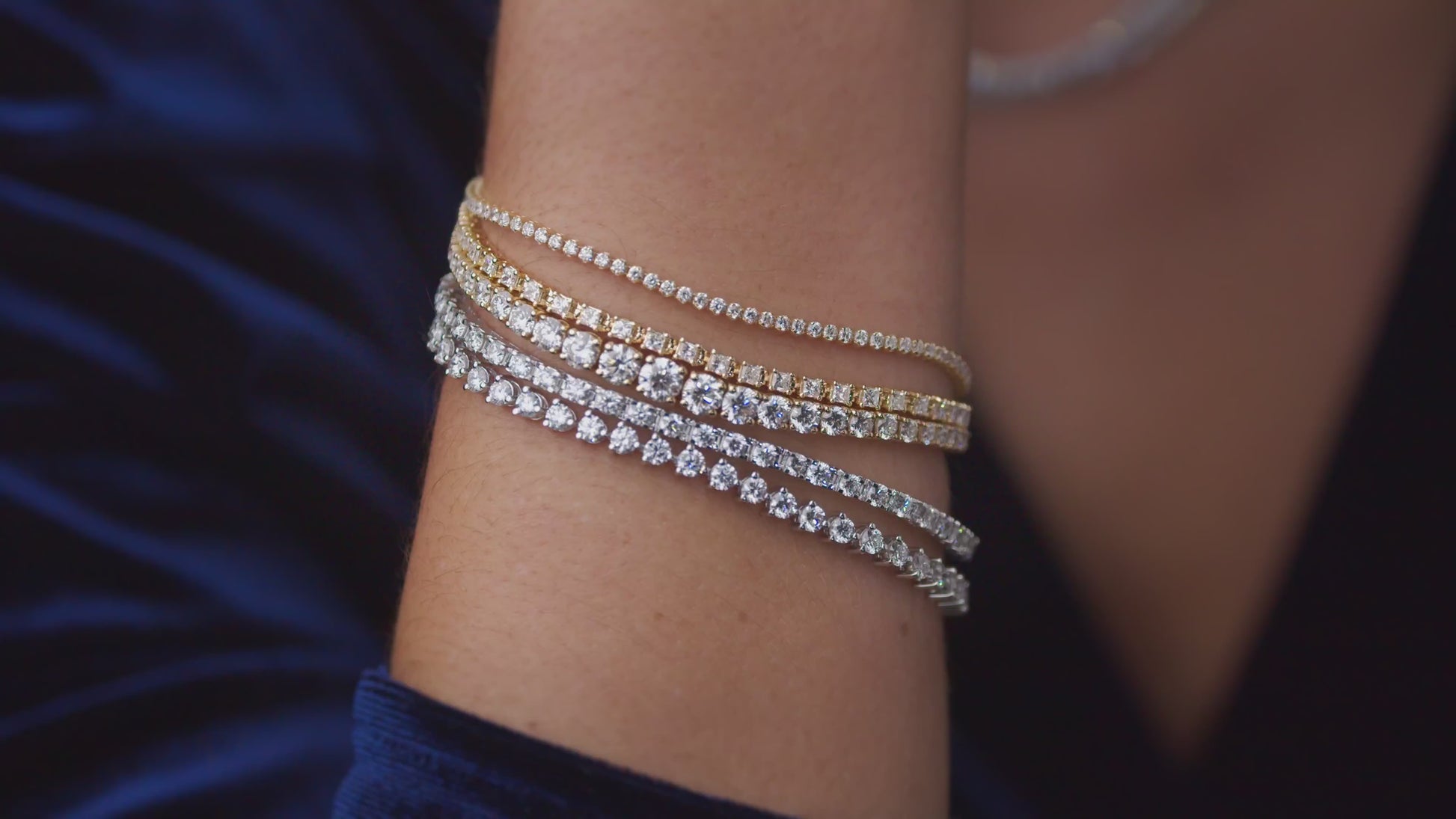 14K yellow gold Whispering Lights Diamond Line Necklace & Bracelet Collection