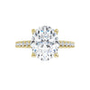 360-degree view of the Signature Round Diamond Accent Ring in 14K yellow gold. Features a brilliant 2.7 CT oval lab-grown diamond with delicate pavé accents along the shank, showcasing the ring from every angle.